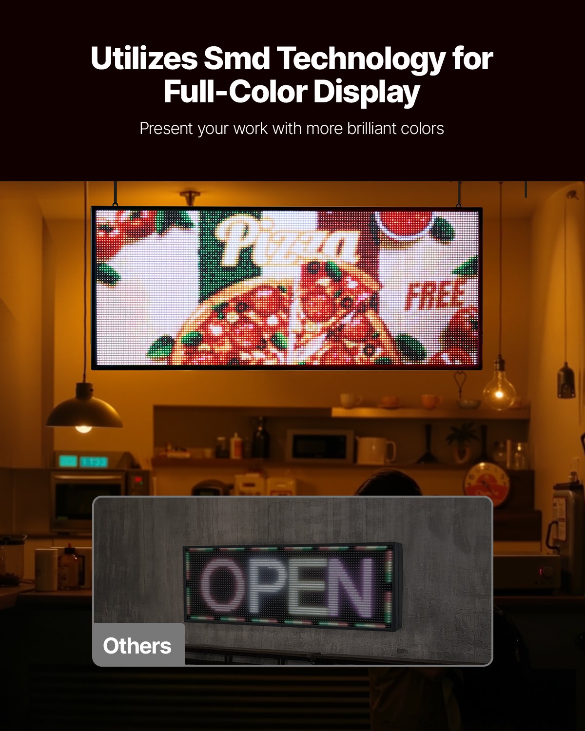 Insegna LED Programmabile Full Color P6 102x46cm - Display Digitale per Negozi