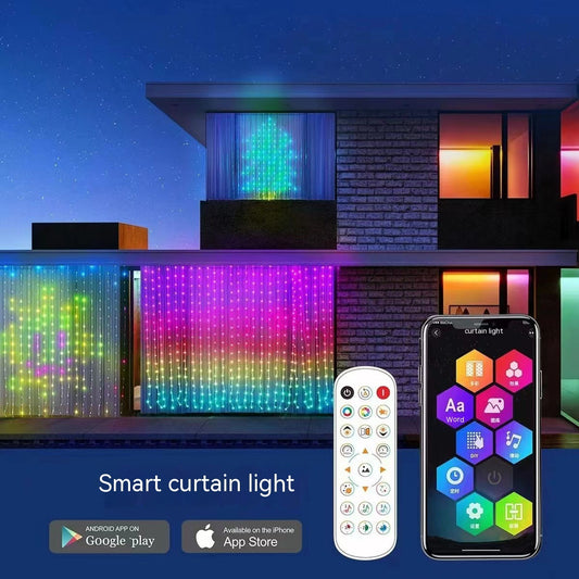 Tenda Luminosa LED Programmabile RGB per Esterni - Natale e Decorazioni